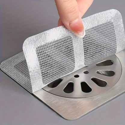 Disposable Shower Hair Catchers Mesh Drain Covers Stick-On Sink & Floor Strainers