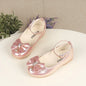 Girls Princess PU Leather Ballet Flats with Ankle Strap & Bow – Spring Autumn Dress Shoes for Kids 3-12