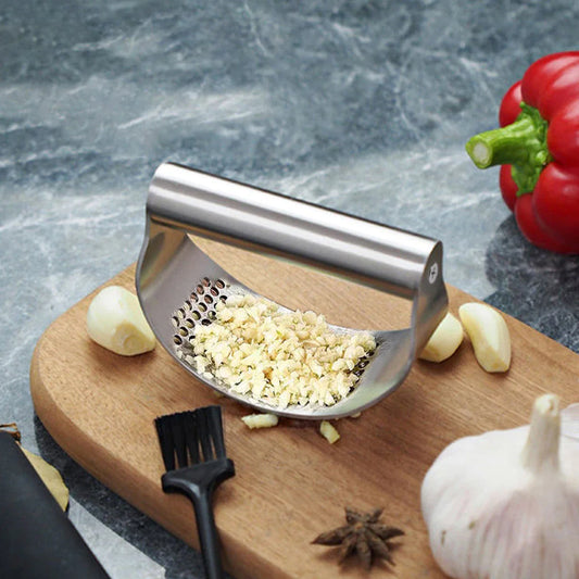 Manual Stainless Steel Garlic Press - Ginger Crusher & Mincer for Kitchen