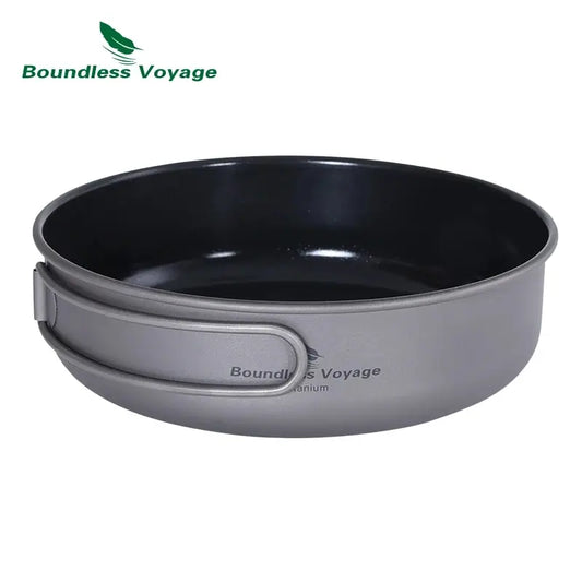 Titanium Non-Stick Frying Pan with Ceramic Coating and Folding Handle — Ultralight Camping & Picnic Skillet (5.9 in / 150 mm, 7.2 in / 182 mm)