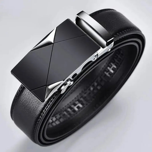 Men's PU Leather Belt with Metal Buckle — 3.5 cm (1.4 in) Wide Dress & Casual Belt for Jeans and Cargo Pants