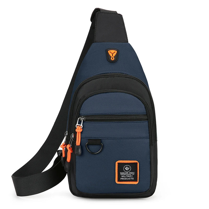 Men's Casual Nylon Chest Sling Bag - Small Crossbody Phone Pouch for Running, Cycling & Travel (Fits up to 7.9-inch Tablet)