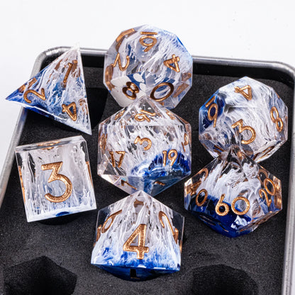 Handmade Resin 7-Piece D20 Polyhedral Dice Set for Dungeons & Dragons & Tabletop RPGs