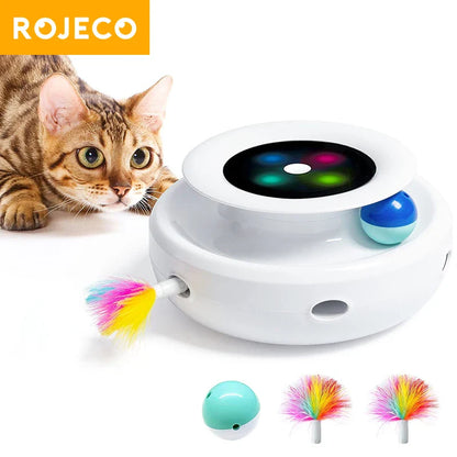 2-in-1 Automatic Feather & Ball Interactive Pet Toy for Cats and Dogs — Electronic 5-Mode Cat Teaser