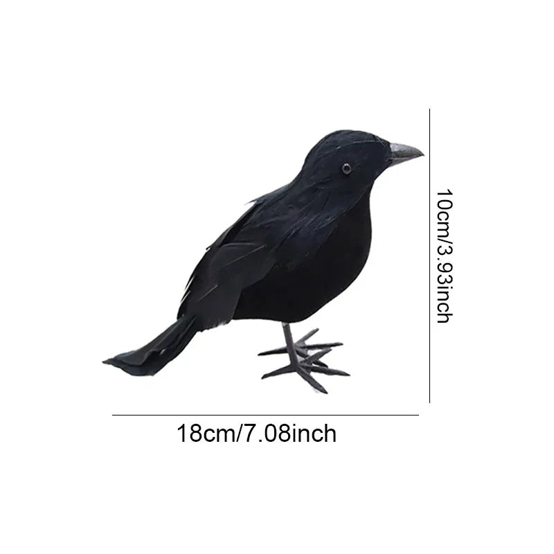 Artificial Crow Halloween Decoration, Feather Prop