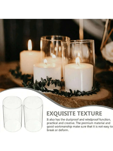 Clear Cylinder Borosilicate Glass Candle Holder Pillar Vase for Wedding & Party Centerpieces (Candles Not Included)