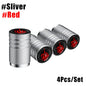4-Pack Aluminum Tire Valve Stem Caps — Universal Dustproof Air Valve Caps for Car, Bike & Motorcycle