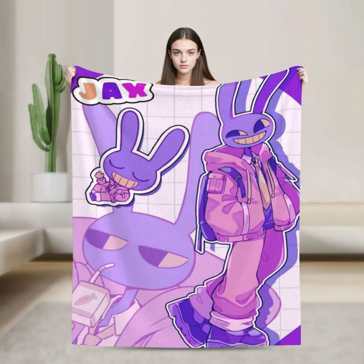 Digital Circus Anime Flannel Throw Blanket – Soft, Cozy & Funny Game Theme for Living Room & Home Decor