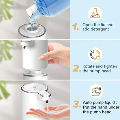 Automatic Foam Soap Dispenser Touchless Infrared Sensor USB Rechargeable — Hands-Free for Bathroom & Kitchen