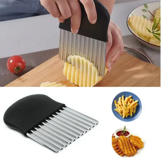 Stainless Steel Crinkle Potato Slicer Wavy Vegetable & Fruit Cutter French Fry Maker