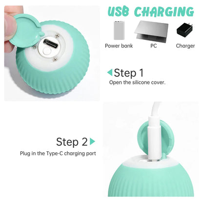 Automatic Rolling Cat Ball Toy – USB Rechargeable Interactive Self-Moving Kitten Toy for Indoor Play