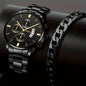 Men's Stainless Steel Quartz Wrist Watch with Calendar – 41mm Round Business Dress Watch