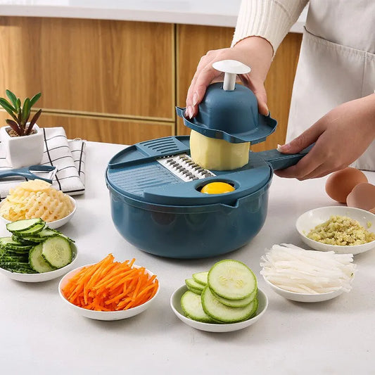 Manual Vegetable Chopper & Grater – Handheld Salad Shredder for Carrots and Potatoes – Eco-Friendly (Pink, Green, Blue)