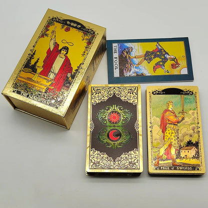 Classical Gold Foil Waterproof Tarot Cards With Megnet Box As Special Gift