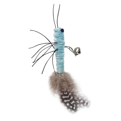 Dragonfly Feather Cat Teaser Toy with Detachable Wand and Bell, Interactive Cat Toy