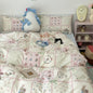 Pink Floral Brushed Microfiber Bedding Set Duvet Cover, Flat Sheet & Pillowcases (Twin/Full/Queen/King)