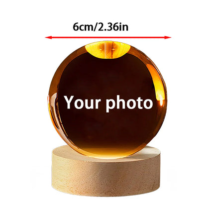 Custom Photo Crystal Ball LED Night Light - Personalized Bedroom, Wedding & Pet Keepsake Gift