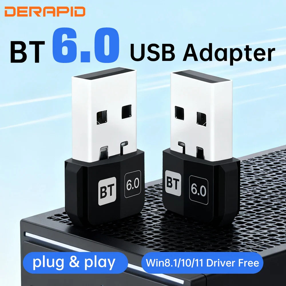 Bluetooth 5.4/6.0 USB Adapter Mini Audio Transmitter Receiver USB 2.0 Plug & Play for Windows 10/11/8