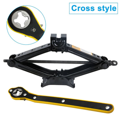 Universal Car Jack Crank Handle Set — 2-Piece Labor-Saving Ratchet Wrench & Cross Handle Accessories