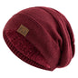 Unisex Slouchy Fur-Lined Winter Beanie Warm Knit Hat for Men & Women