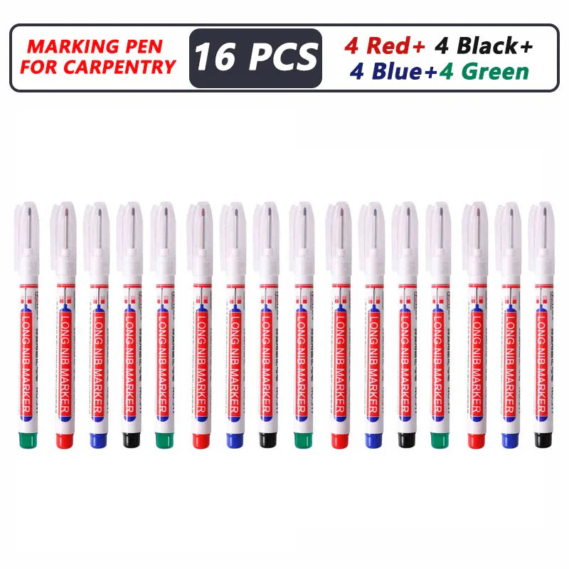 20mm Deep-Reach Long Nib Marker Pen for Wood & Metal — Waterproof Carpenter Marking Pen, 13.7cm (5.4in), Multi-Pack (1–40 pcs)