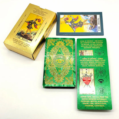 New Version Plastic Tarot Rider Waite Waterproof Gold Foil Tarot Deck With Nice PVC Package Prediction Cards Game