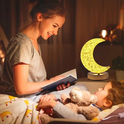Touch Dimmable LED Moon & Star Night Light – Rechargeable USB Bedside Ambient Lamp, 3-Color Stepless Dimmer