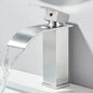 Matte Black Waterfall Basin Faucet - Single-Handle Mixer Tap for Bathroom Sink (Deck-Mounted, Hot & Cold)