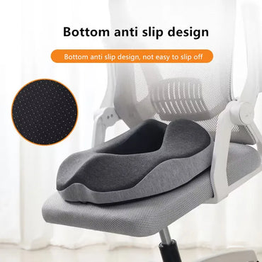 Ergonomic Memory Foam Coccyx Seat Cushion for Office Chair — Back Support Pillow for Sciatica Relief, Removable Washable Cover
