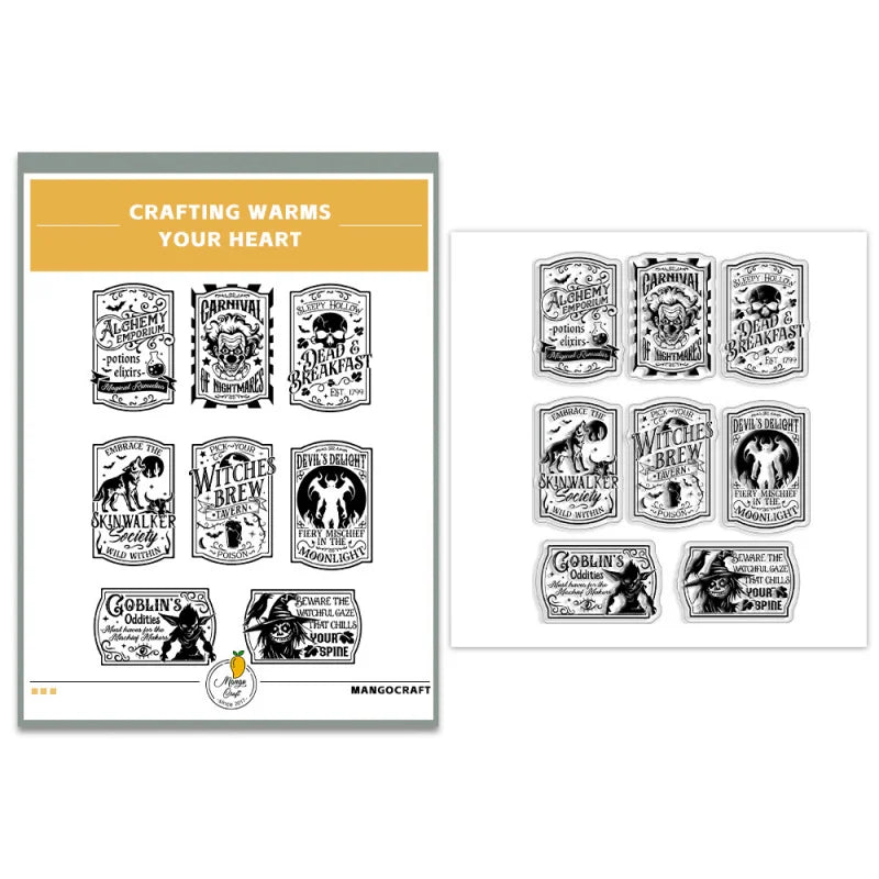 Halloween Transparent Silicone Stamp Set, Coded Designs