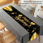 Black Gold Happy Birthday Table Runner 30th 40th 50th Birthday Party Decoration Adult  Anniversary Birthday Party Supplies