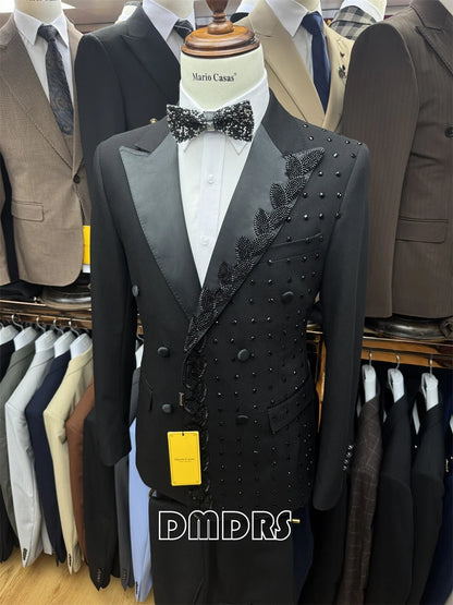 2-Piece Luxury Suit Set for Men, Jacket and Pants Double Breasted Suit