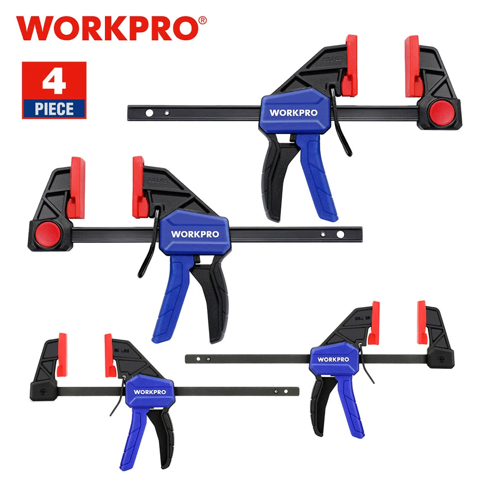 WORKPRO 4-Piece Bar Clamp Set – 4.5" & 6" F-Clamps for Woodworking & DIY Carpentry