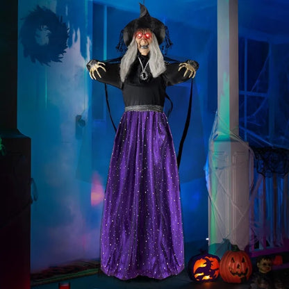 Joyfy 47-Inch Light-Up Talking Witch Halloween Decoration