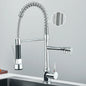 Pull-Down Spring Kitchen Faucet Single Lever Mixer Retractable Dual Spout Hot & Cold Stainless Steel