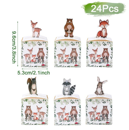 Jungle Animal Candy Boxes Safari Birthday Party Decoration Kids Gift Packaging Box Wild One Baby Shower Decor Supplies Box Bag