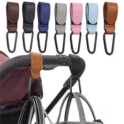 PU Leather 360° Rotating Stroller Hook - Baby Bag Pram Organizer (1 or 2-Pack)