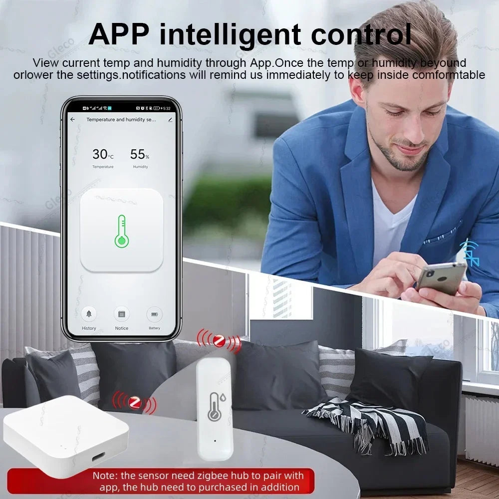 Zigbee Temperature Humidity Sensor Smart Home Hygrometer Thermometer Compatible With Tuya Smart Life Alexa Google Assistant Z2M