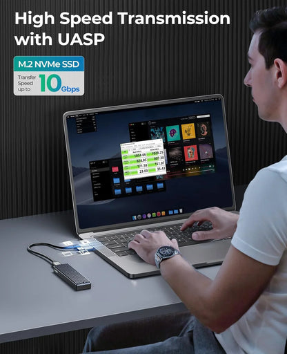 M.2 NVMe & SATA SSD Enclosure USB-C 10Gbps/20Gbps — 2230–2280 Supported