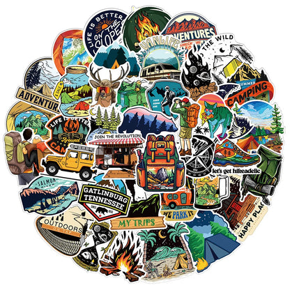 10/30/50pcs Outdoor Hiking Camping Graffiti Stickers Cartoon Decal Skateboard Motorcycle Laptop Car Bike Cool Waterproof Sticker
