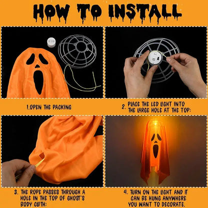 LED Glow Ghost Pendant, 50 x 40cm, White or Orange