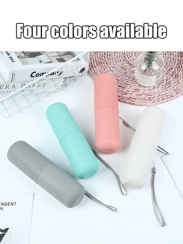 Portable Toothbrush Travel Cup and Toothpaste Holder Case – Bathroom Storage Organizer