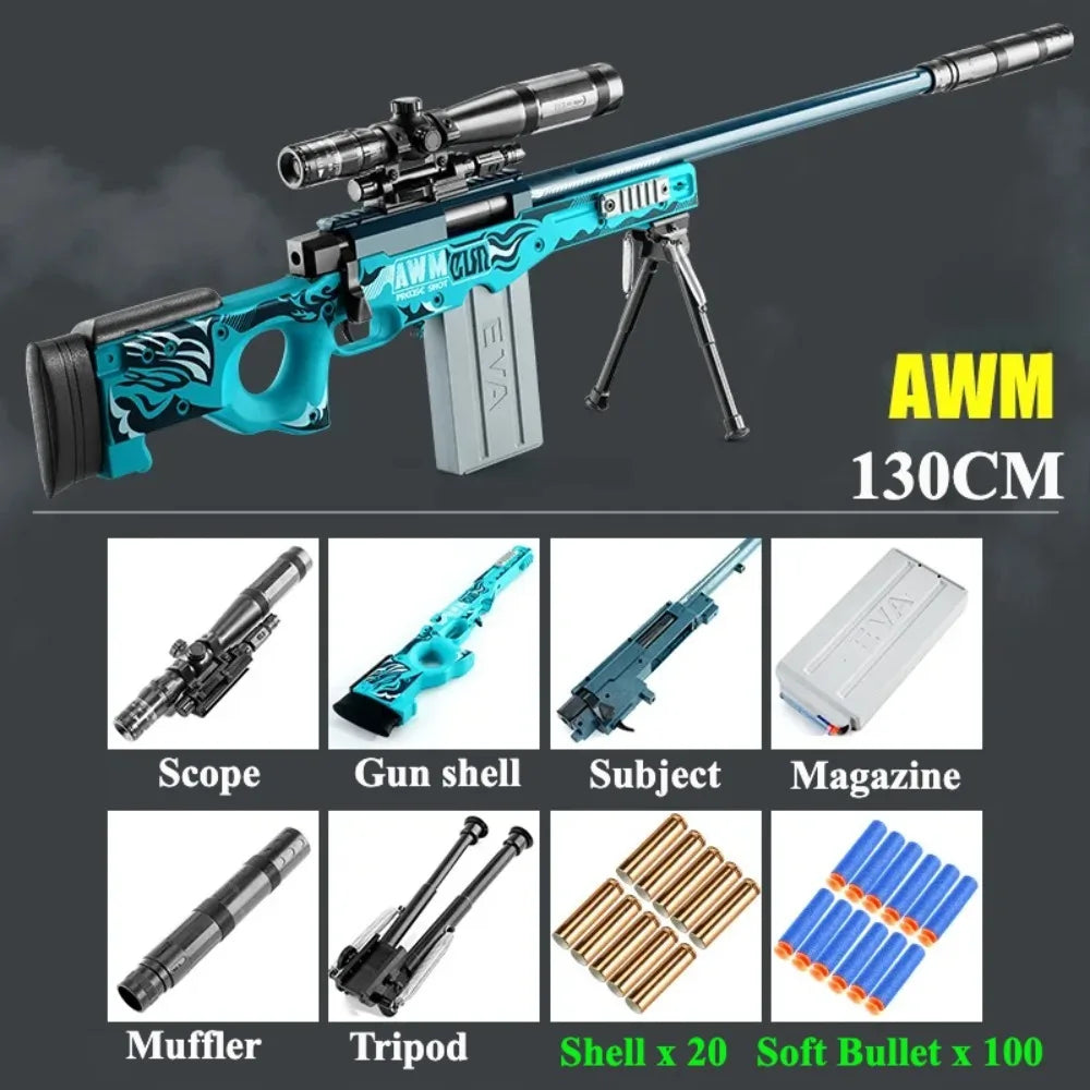 Soft Bullet Toy Sniper Rifle - Manually Loaded Toy Rifle for Outdoor CS Combat & Roleplay, Gift for Teens & Adults