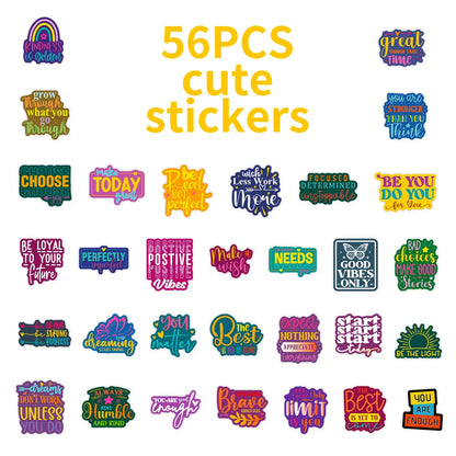 50PCS Inspirational Text Graffiti Stickers Colorful Healing English Stationery Decoration Stickers