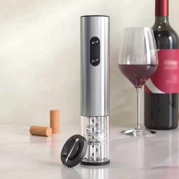 Automatic Electric Wine Bottle Opener 4-in-1 – Battery-Powered Corkscrew with Foil Cutter, Wine Pourer & Vacuum Stopper with Storage Base