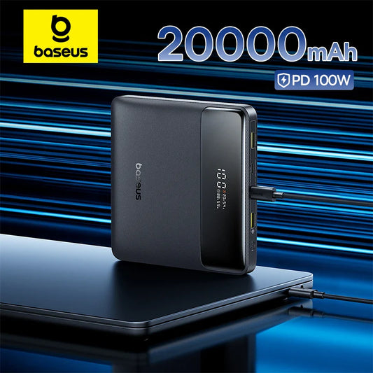100W PD Fast Charging Power Bank 20000mAh — Ultra-Slim 0.7in (18mm) 4-Port USB-C & USB-A Portable Charger for MacBook iPhone Samsung Xiaomi