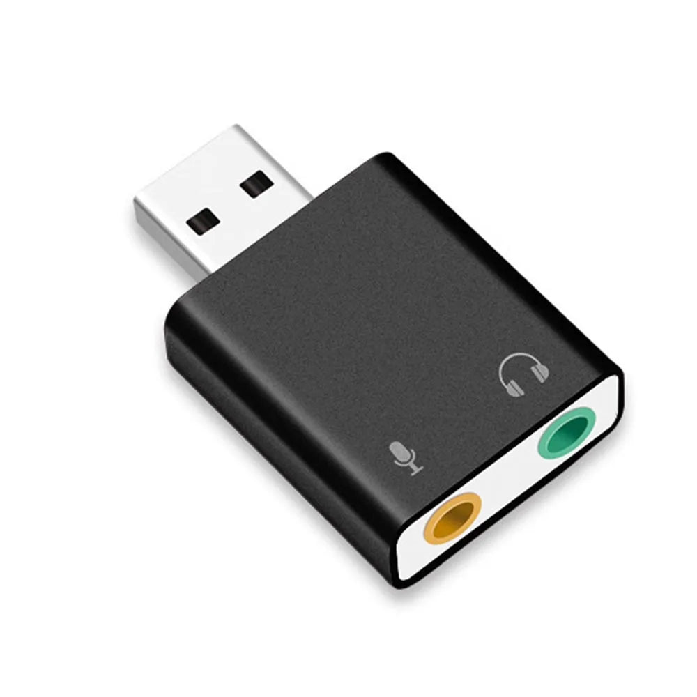 USB External Sound Card Adapter – 3.5mm Headset & Mic Audio Interface, USB 2.0 Plug & Play for PC & Mac