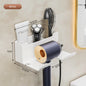 Wall-Mounted Hair Dryer Holder Cradle - Blow Dryer Organizer for Bathroom (White/Black/Grey)