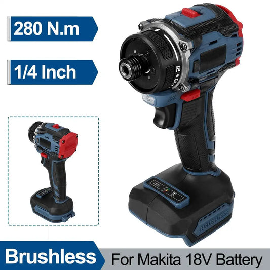 1/4 in (6.35 mm) Brushless Cordless Electric Screwdriver — 21+1 Torque, Two-Speed 0-4000 RPM, 18V Battery Compatible (Battery Not Included)