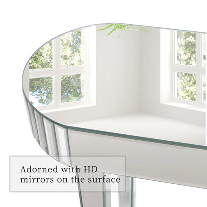BINGOPAW Mirrored Console Table - 47.2" Silver Glass Entryway Hall Table, MDF + Glass, Modern Minimalist